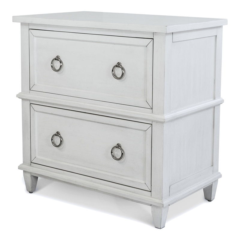 Pemberly Row Contemporary 2-Drawer Nightstand in White/Soft Grey Glaze