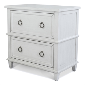 Pemberly Row Contemporary 2-Drawer Nightstand in White/Soft Grey Glaze