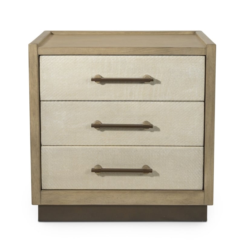 Pemberly Row Contemporary Woven 3-Drawer Nightstand in Earth & Clay