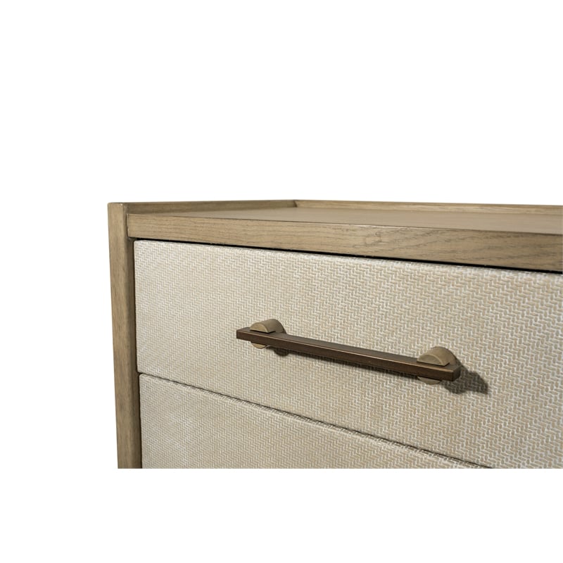 Pemberly Row Contemporary Woven 3-Drawer Nightstand in Earth & Clay