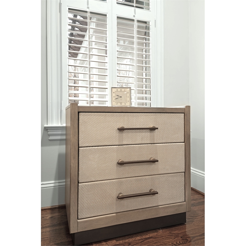 Pemberly Row Contemporary Woven 3-Drawer Nightstand in Earth & Clay