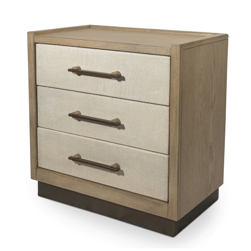 Pemberly Row Contemporary Woven 3-Drawer Nightstand in Earth & Clay