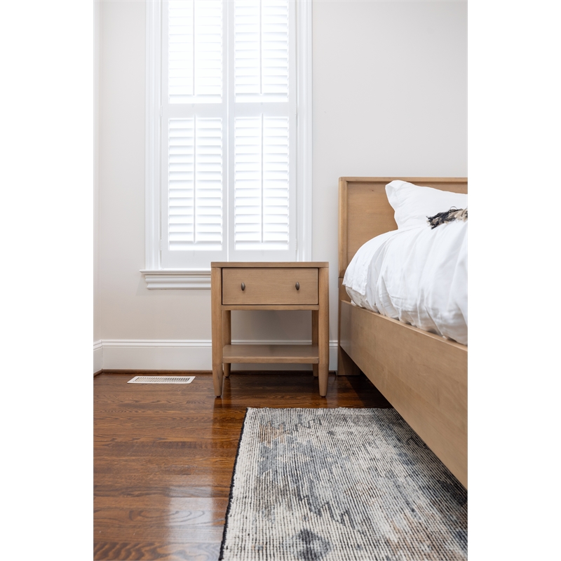 Pemberly Row Contemporary 1-Drawer Nightstand in Warm Maple Finish