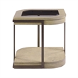 Pemberly Row Contemporary Tempered Glass End Table in Earth Tones & Clay
