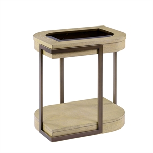 Pemberly Row Glass Chairside Table in Muted Earth Tones & Clay