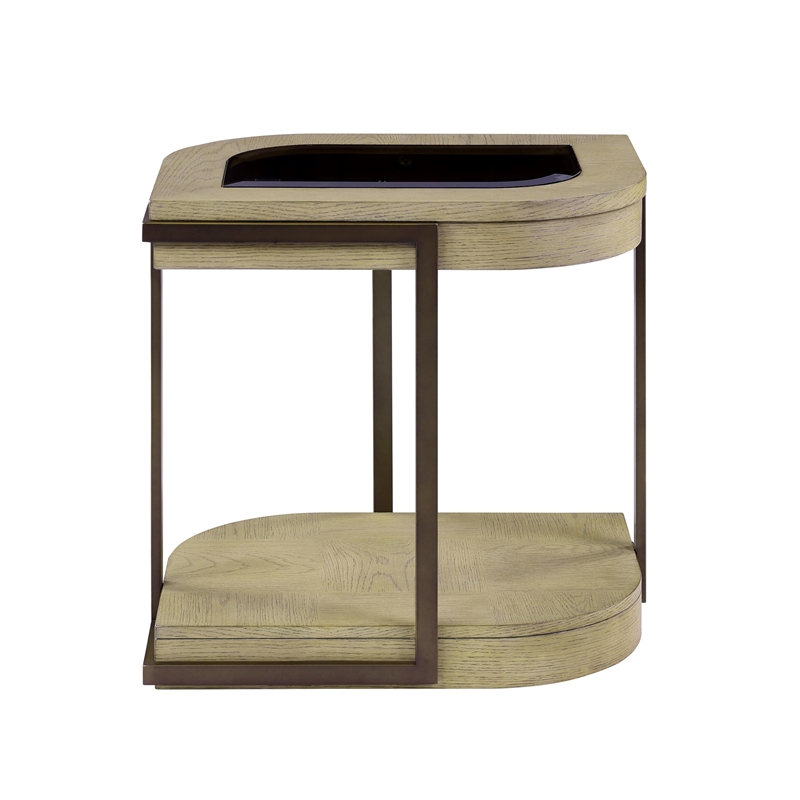 Pemberly Row Glass Chairside Table in Muted Earth Tones & Clay