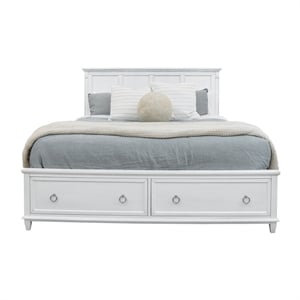 Pemberly Row King Bed with Storage in White & Soft Grey Glaze