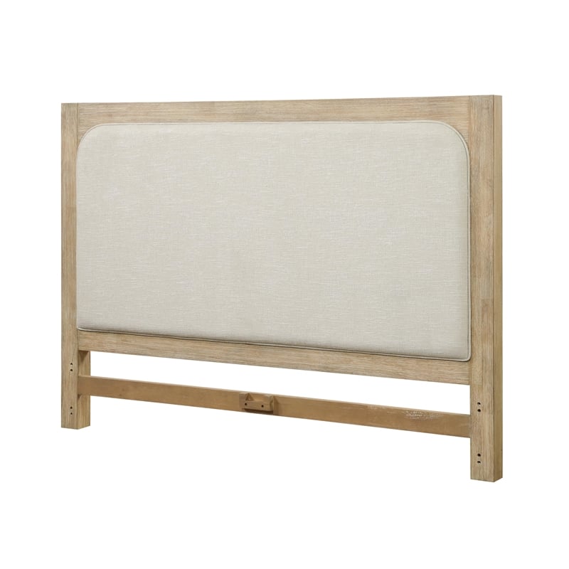 Pemberly Row Contemporary Queen Headboard in Tan Natural & Cream