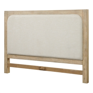 Pemberly Row Contemporary Queen Headboard in Tan Natural & Cream