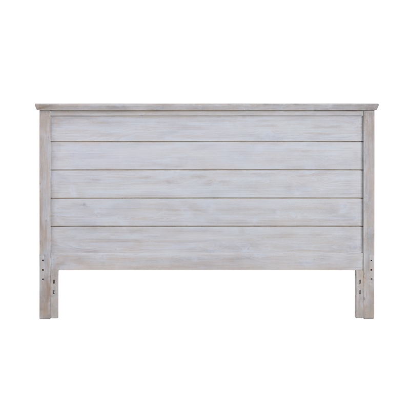 Pemberly Row Contemporary King Solid Wood Headboard in Grey White