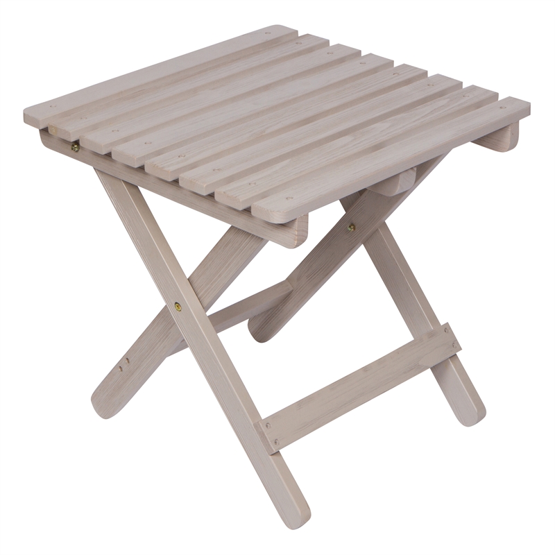 Pemberly Row Adirondack Square Cedar Wood Foldable Side Table in Gray