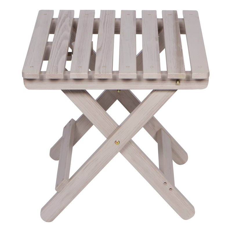 Pemberly Row Adirondack Square Cedar Wood Foldable Side Table in Gray
