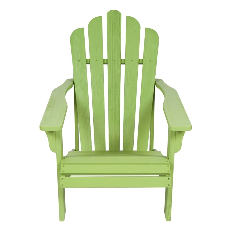 Pemberly Row Traditional Cedar Wood Patio Porch Adirondack Chair in Green