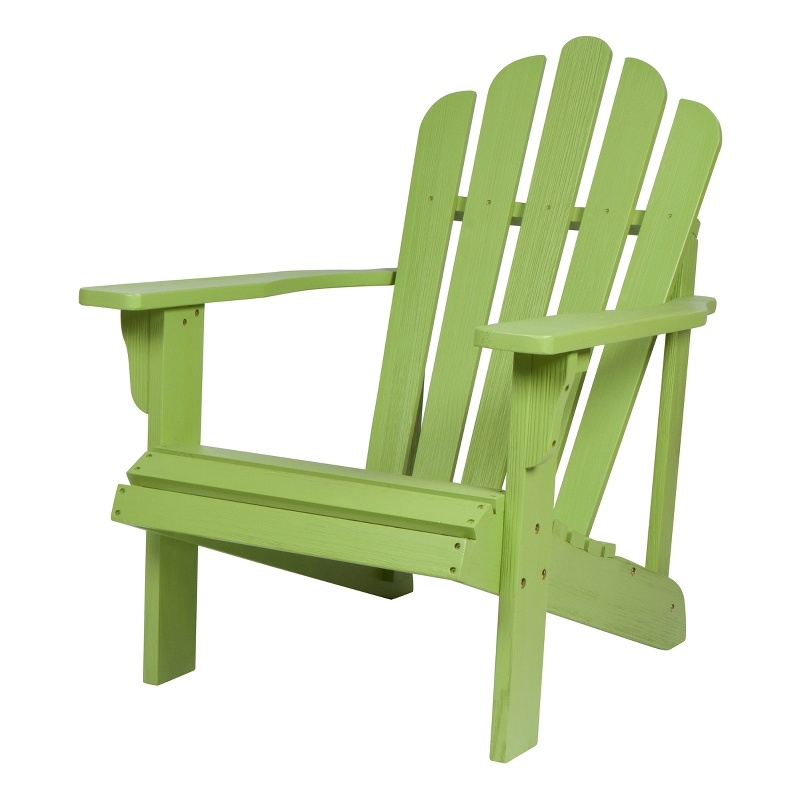 Pemberly Row Traditional Cedar Wood Patio Porch Adirondack Chair in Green