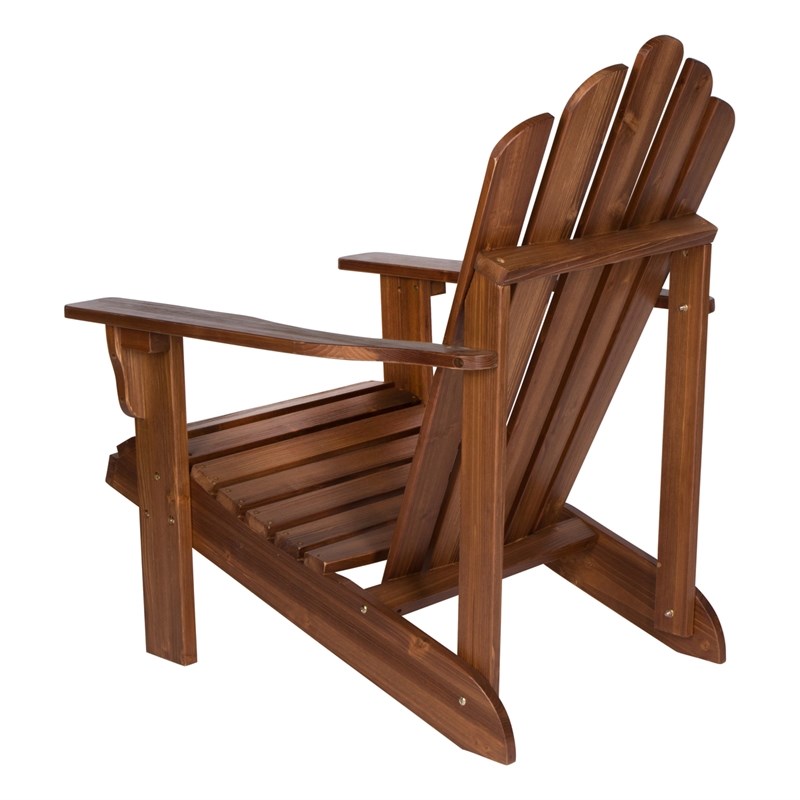 Pemberly Row Traditional Cedar Wood Patio Porch Adirondack Chair in Brown