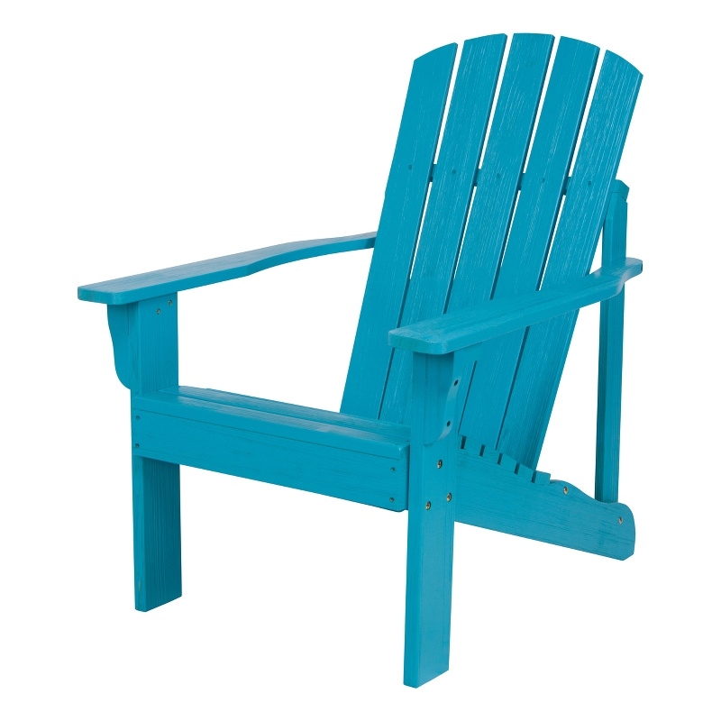 Pemberly Row Traditional Cedar Wood Patio Firepit Adirondack Chair in Blue