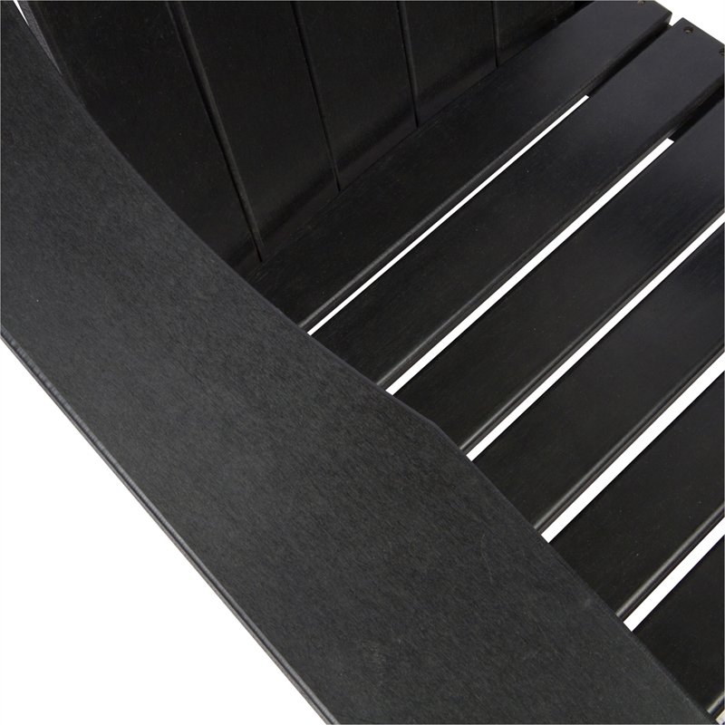 Pemberly Row All-Weather Resin Patio Porch Folding Adirondack Chair in Black