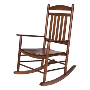 Pemberly Row Traditional Hardwood Indoor/Outdoor Porch Rocker in Brown