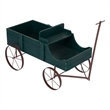 Pemberly Row Large Cedar Wood Decorative Buckboard Wagon Planter in Green