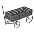 Pemberly Row Transitional Cedar Wood Decorative Wagon Garden Planter in Gray