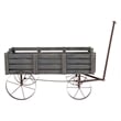 Pemberly Row Transitional Cedar Wood Decorative Wagon Garden Planter in Gray