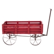 Pemberly Row Transitional Cedar Wood Decorative Wagon Garden Planter in Red
