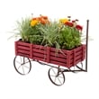 Pemberly Row Transitional Cedar Wood Decorative Wagon Garden Planter in Red