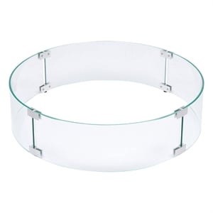 Pemberly Row Round Traditional Tempered Glass Firepit Wind Guard in Green