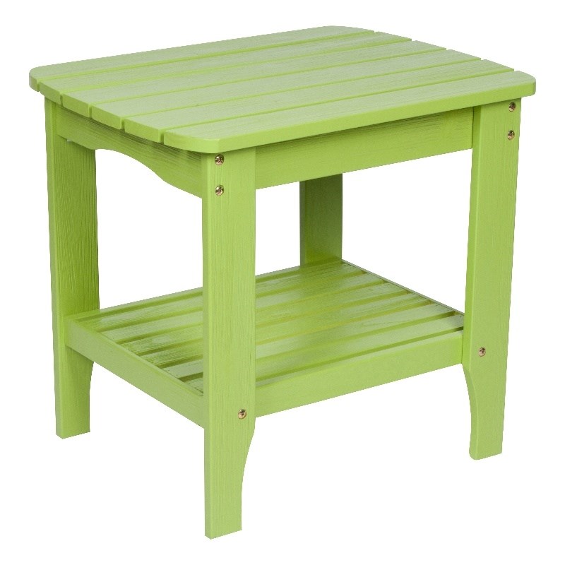 Pemberly Row Rectangular Traditional Wood Indoor/Outdoor Side Table in Green