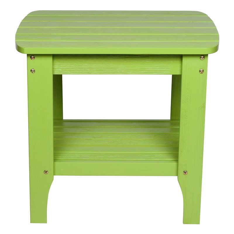 Pemberly Row Rectangular Traditional Wood Indoor/Outdoor Side Table in Green