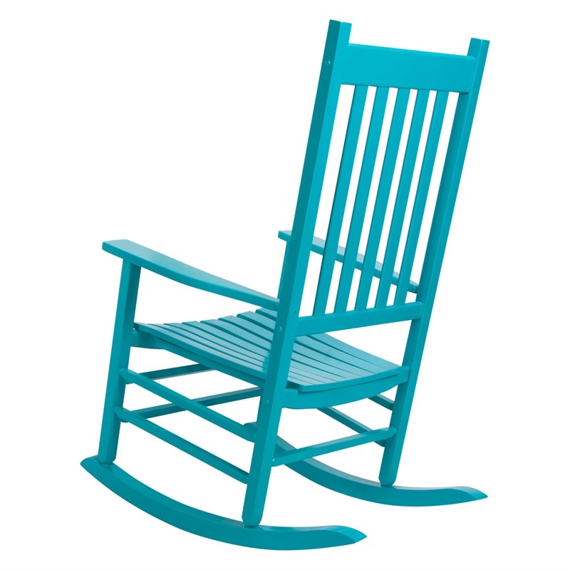 Pemberly Row Traditional Hardwood Indoor/Outdoor Patio Porch Rocker in Blue