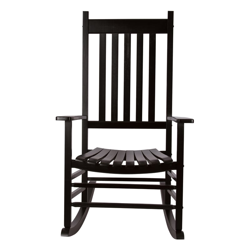 Pemberly Row Traditional Hardwood Indoor/Outdoor Patio Porch Rocker in Black