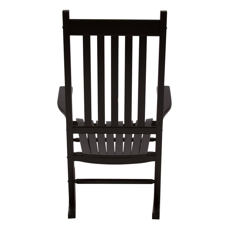 Pemberly Row Traditional Hardwood Indoor/Outdoor Patio Porch Rocker in Black