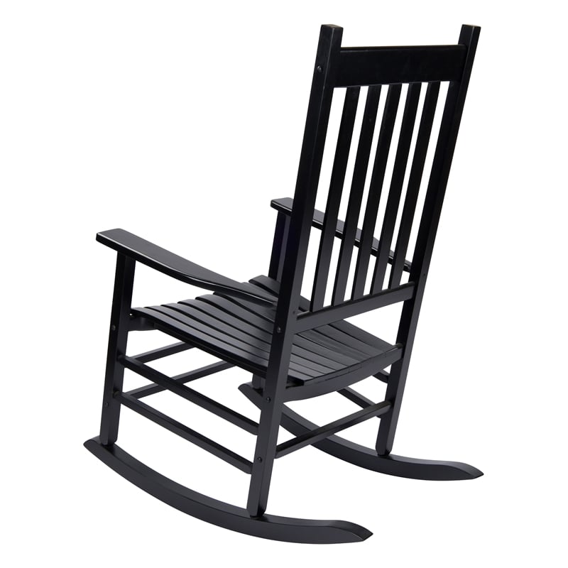 Pemberly Row Traditional Hardwood Indoor/Outdoor Patio Porch Rocker in Black
