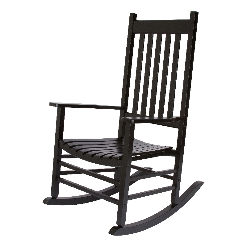 Pemberly Row Traditional Hardwood Indoor/Outdoor Patio Porch Rocker in Black