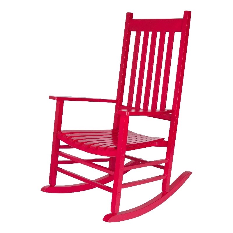Pemberly Row Traditional Hardwood Indoor/Outdoor Patio Porch Rocker in Red