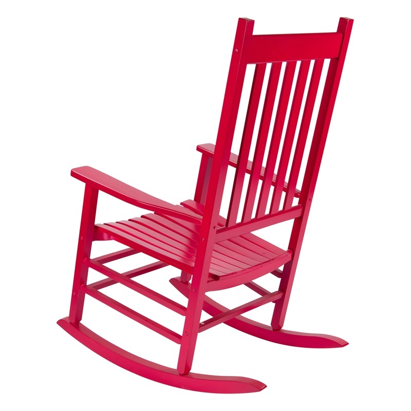 Pemberly Row Traditional Hardwood Indoor/Outdoor Patio Porch Rocker in Red