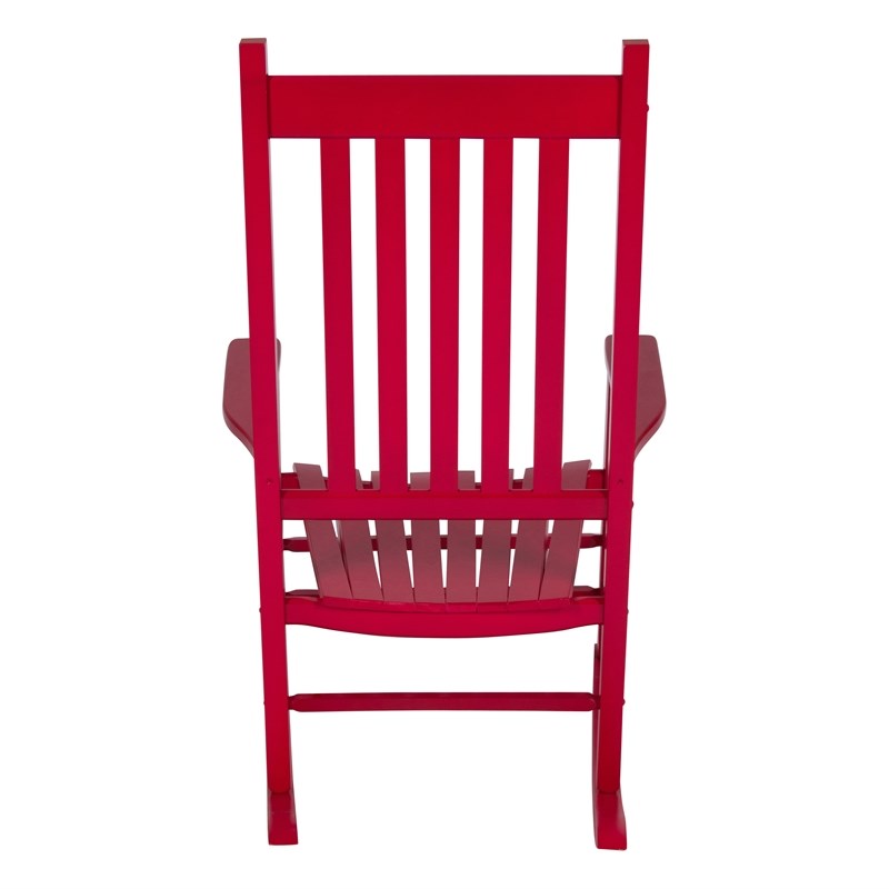 Pemberly Row Traditional Hardwood Indoor/Outdoor Patio Porch Rocker in Red