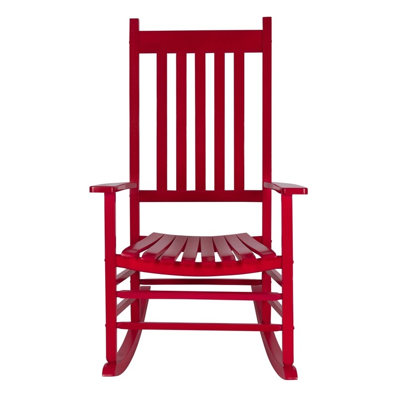 Pemberly Row Traditional Hardwood Indoor/Outdoor Patio Porch Rocker in Red