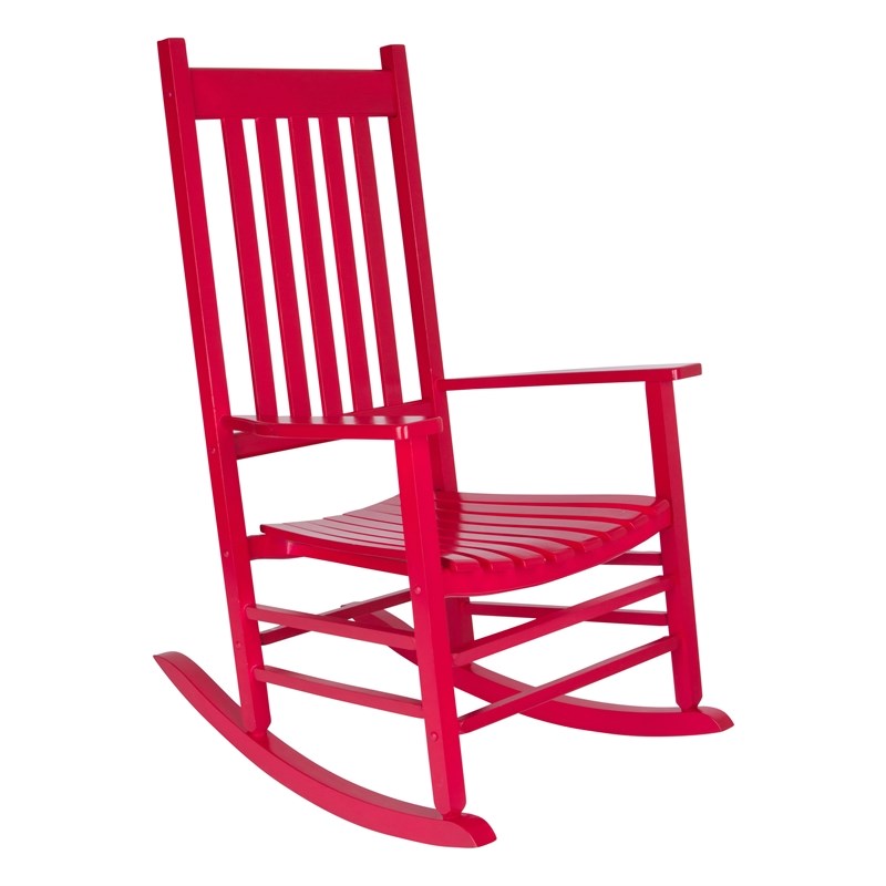 Pemberly Row Traditional Hardwood Indoor/Outdoor Patio Porch Rocker in Red