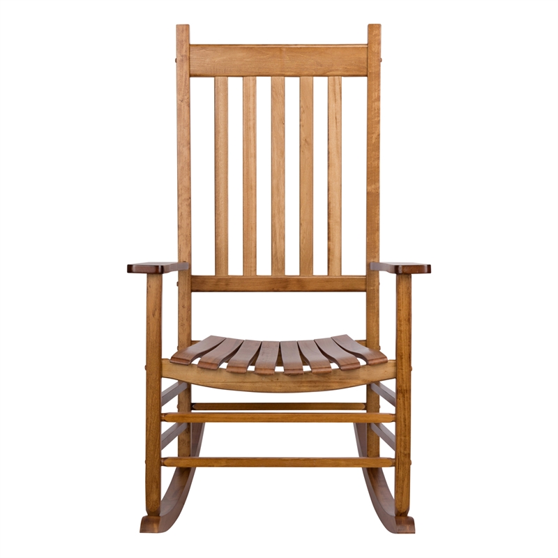 Pemberly Row Traditional Hardwood Indoor/Outdoor Patio Porch Rocker in Brown