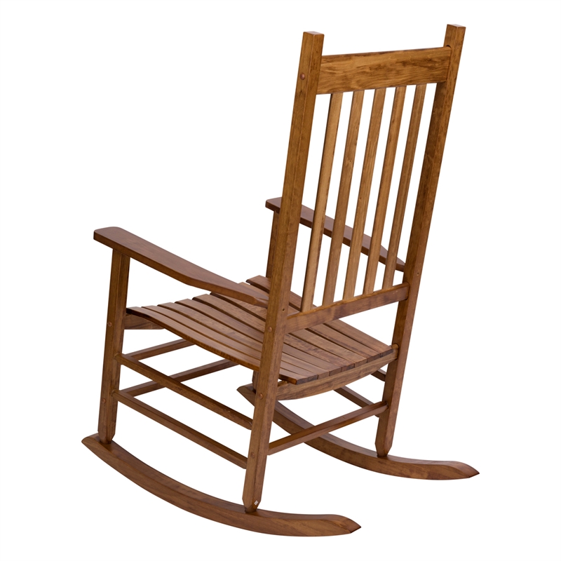 Pemberly Row Traditional Hardwood Indoor/Outdoor Patio Porch Rocker in Brown