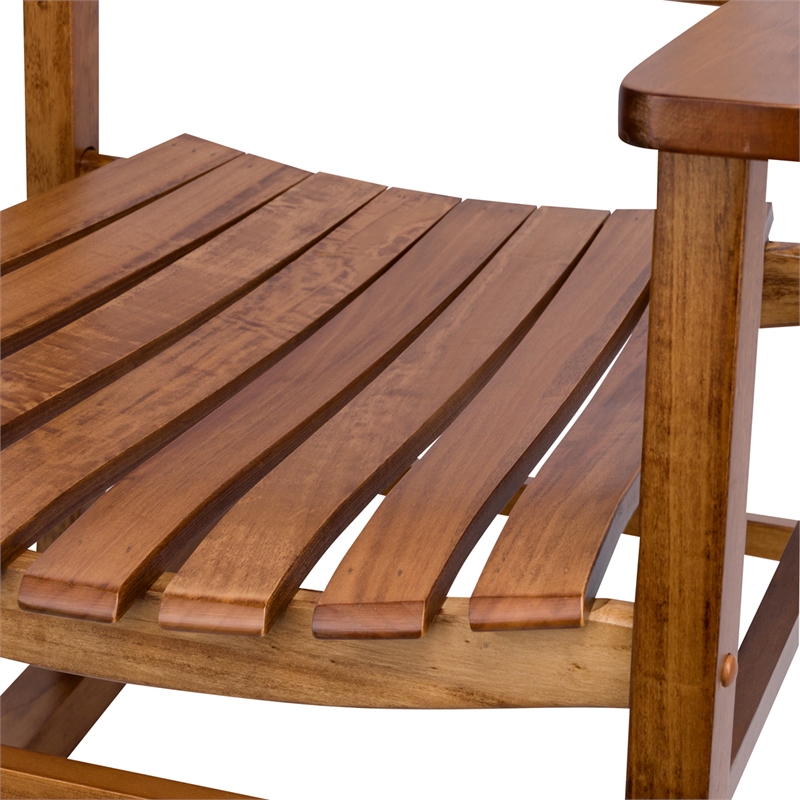 Pemberly Row Traditional Hardwood Indoor/Outdoor Patio Porch Rocker in Brown