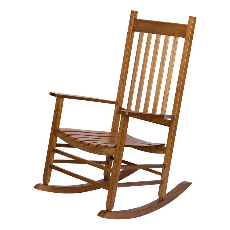 Pemberly Row Traditional Hardwood Indoor/Outdoor Patio Porch Rocker in Brown