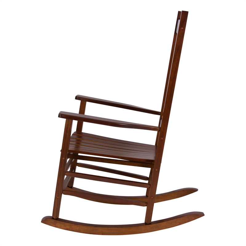 Pemberly Row Traditional Hardwood Indoor/Outdoor Patio Porch Rocker in Brown