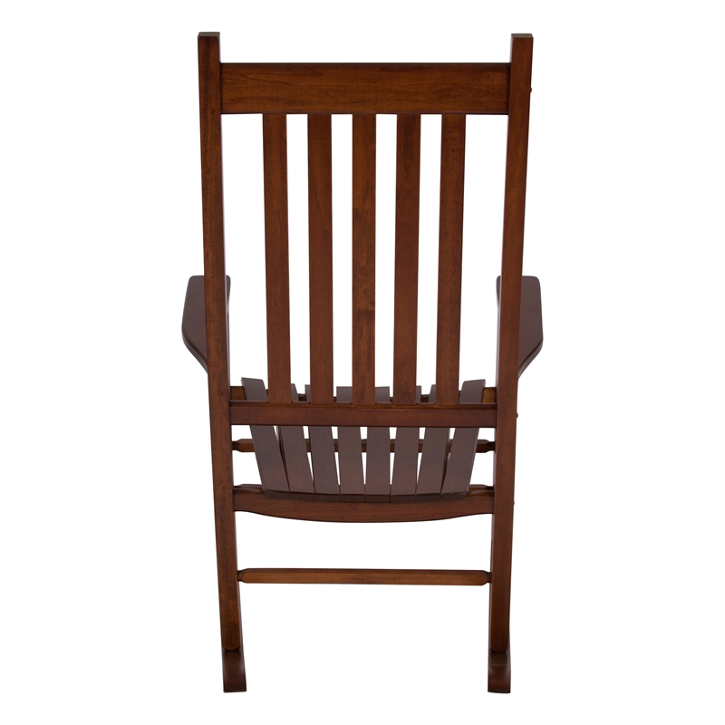 Pemberly Row Traditional Hardwood Indoor/Outdoor Patio Porch Rocker in Brown