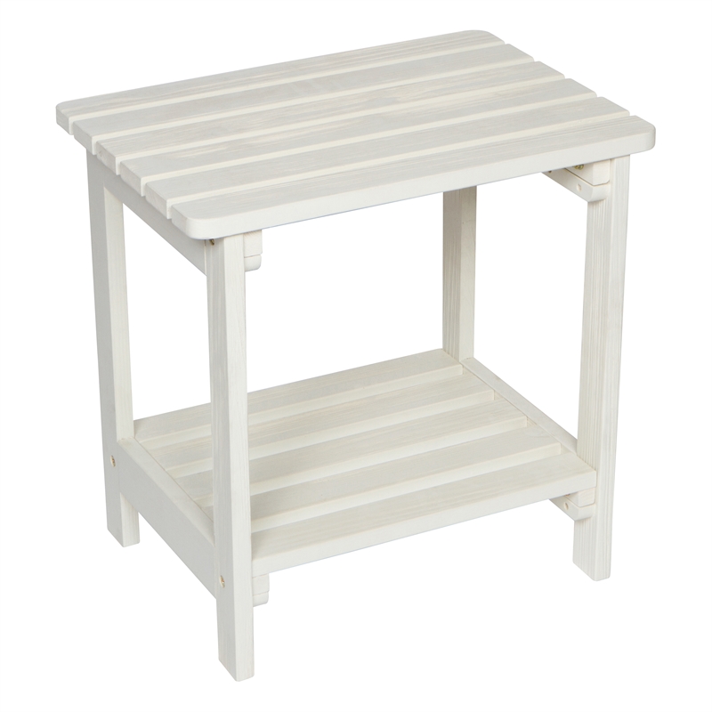Pemberly Row Rectangular Traditional Wooden Indoor/Outdoor Side Table in White