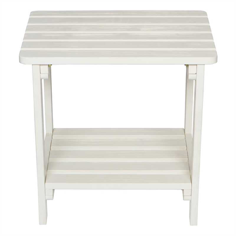 Pemberly Row Rectangular Traditional Wooden Indoor/Outdoor Side Table in White