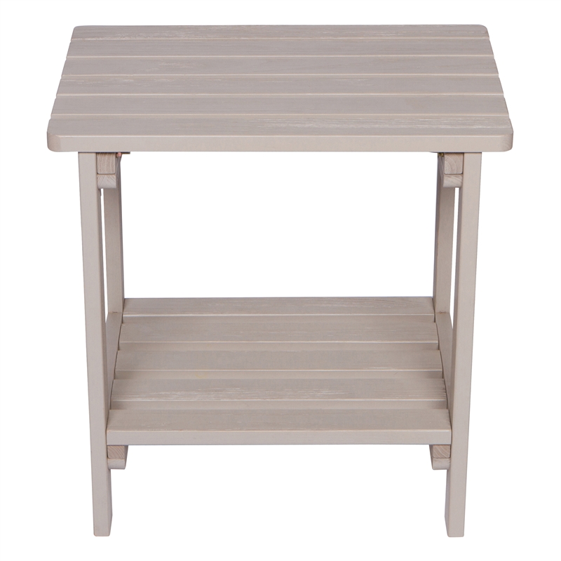 Pemberly Row Rectangular Traditional Wooden Indoor/Outdoor Side Table in Gray