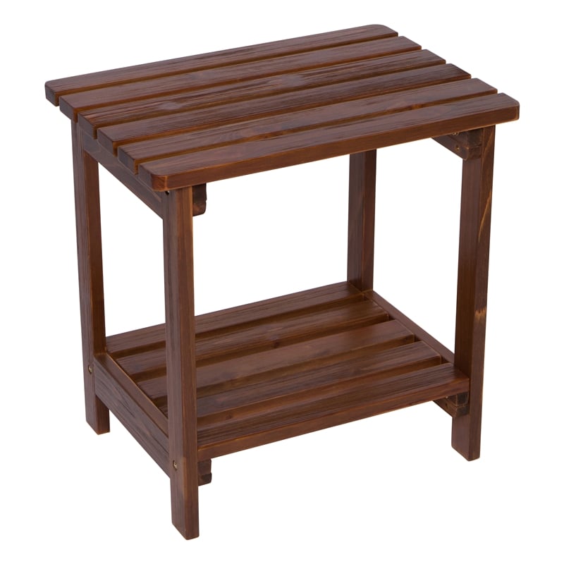 Pemberly Row Rectangular Traditional Wooden Indoor/Outdoor Side Table in Brown